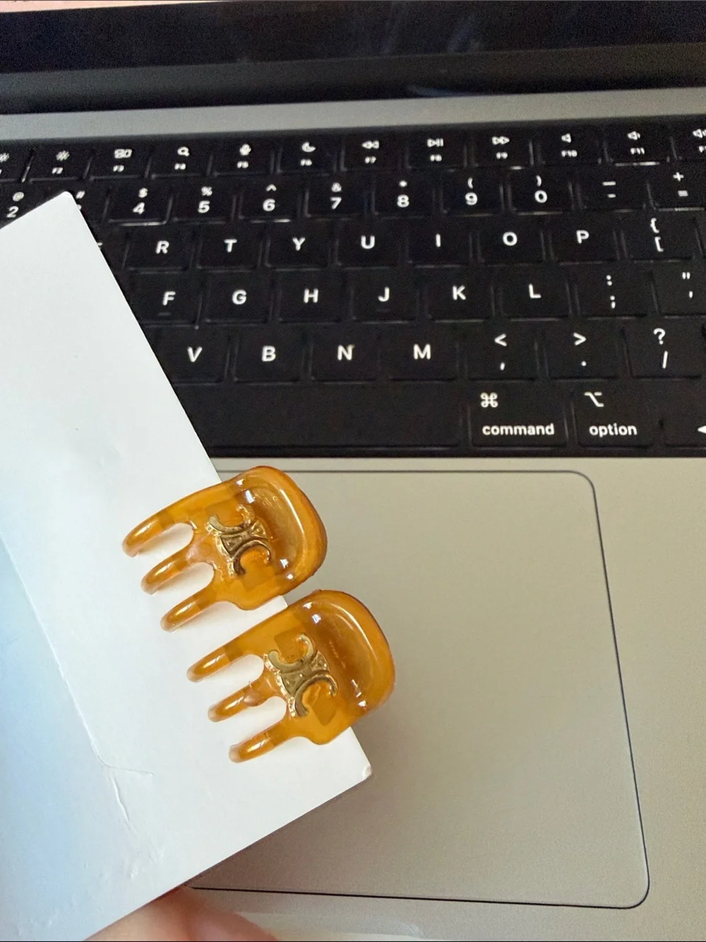 Amber Hair Claw Set with Gold Logo